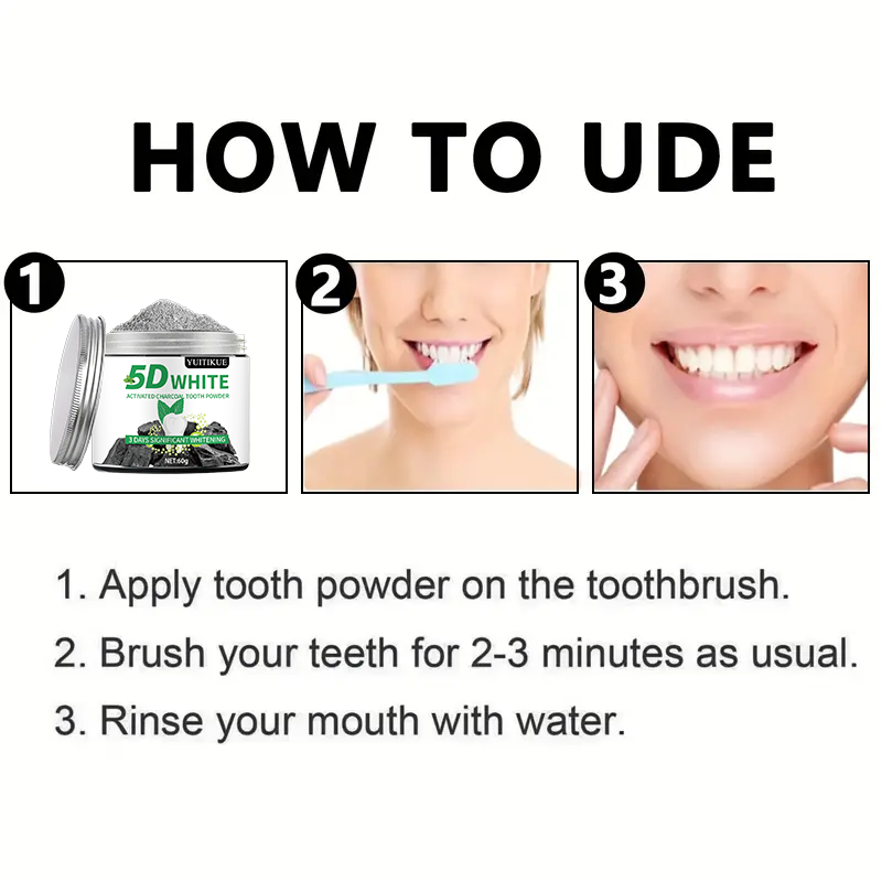 YUlTlKUE 5D White Activated ch - Teeth Whitening Charcoal Powder review and price