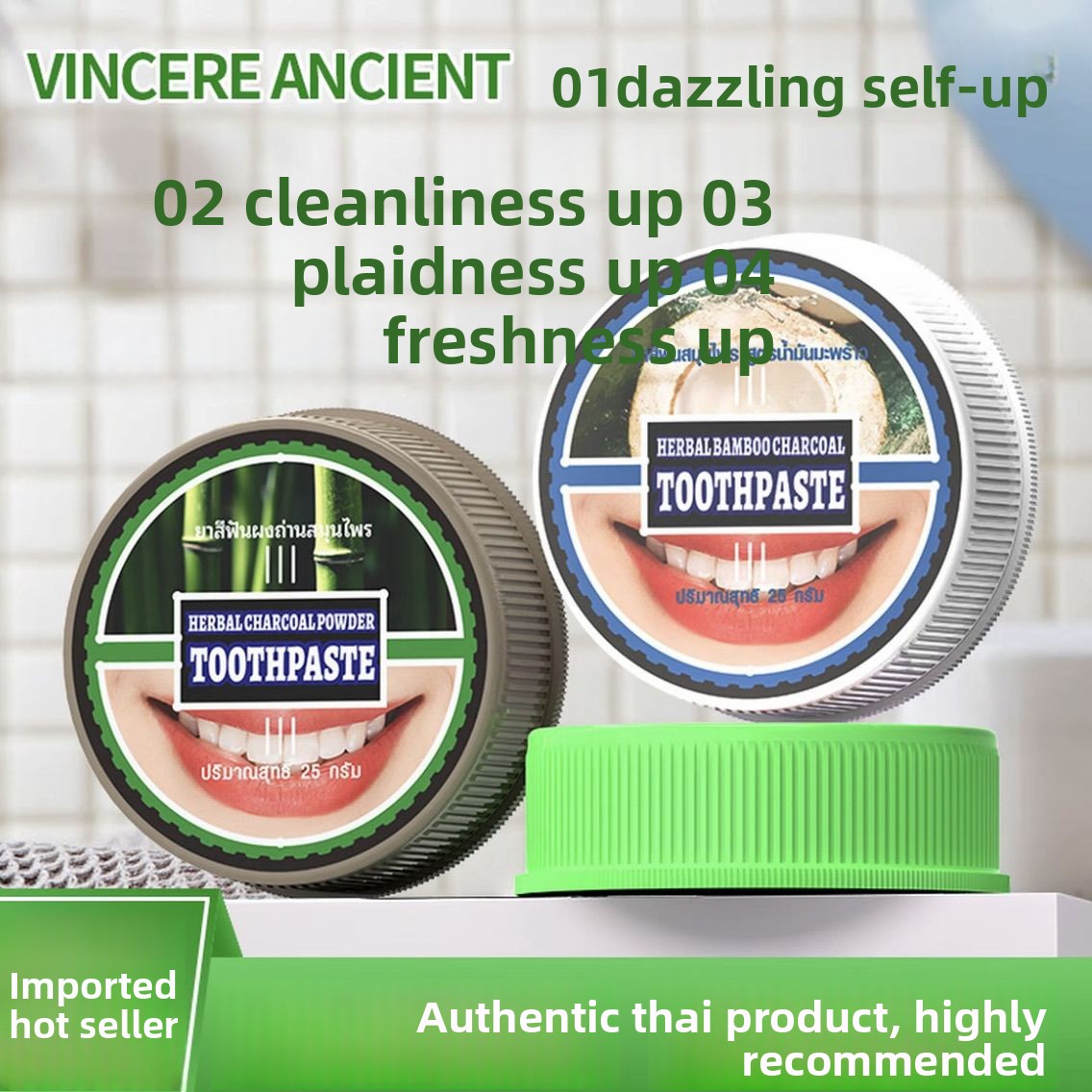 Natural Thai VINCERE Tooth Pow - Teeth Whitening Charcoal Powder review and price