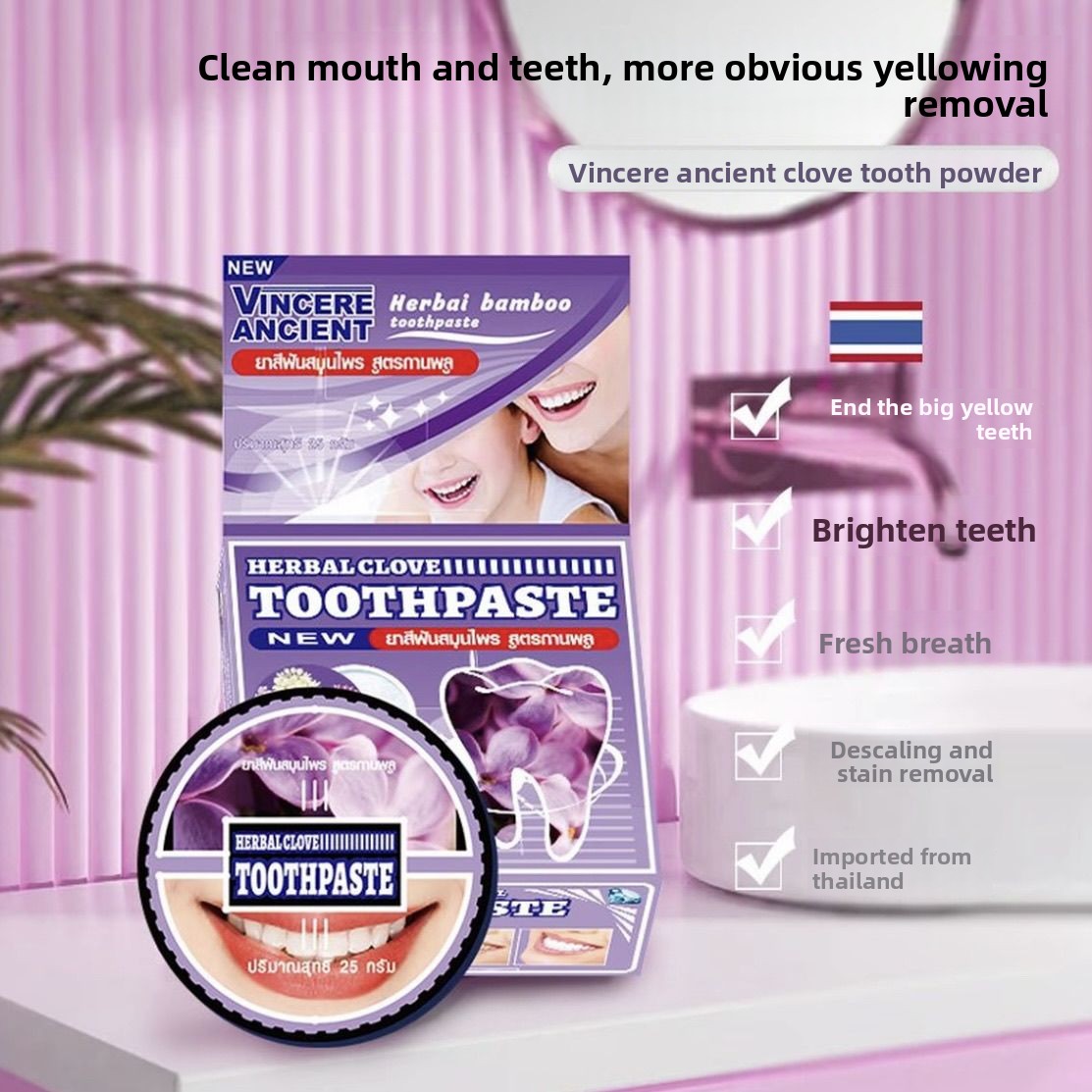 Natural Thai VINCERE Tooth Pow - Teeth Whitening Charcoal Powder review and price